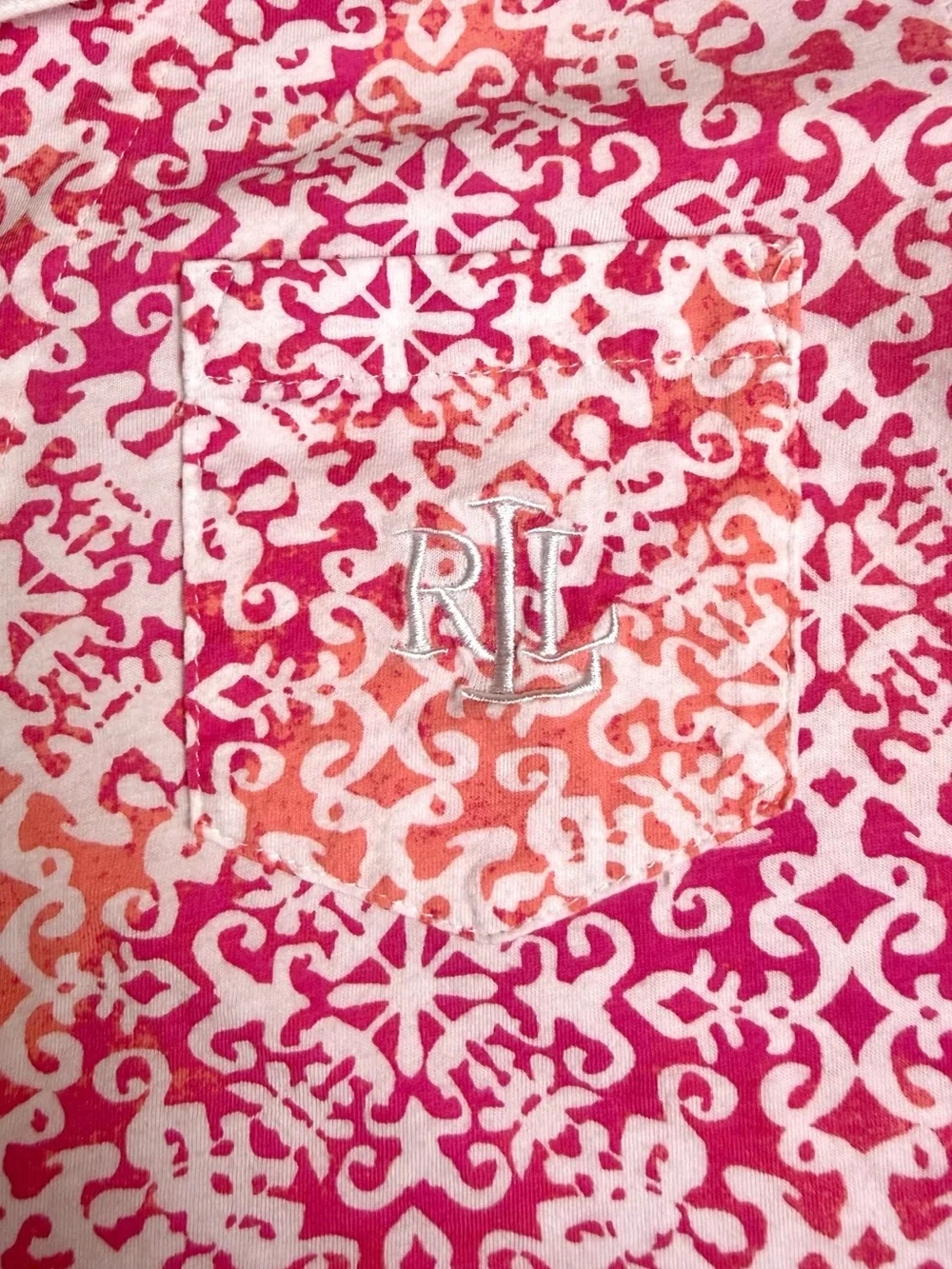 Lauren Ralph Lauren Pajama Set XS Pink Floral Button Front Capri PJs Sleepwear